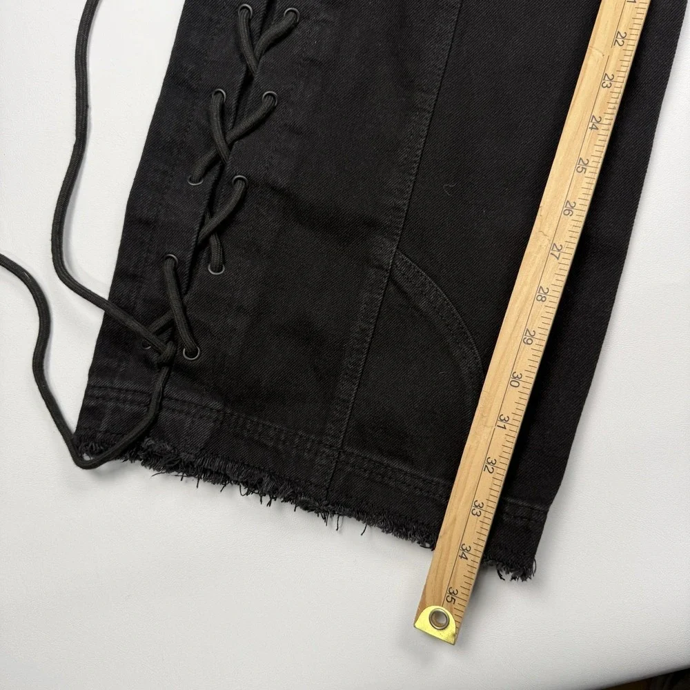 Rockstar Original Cargo Pants Mens 30x34 Black Baggy Wide Leg Lace Up Straps